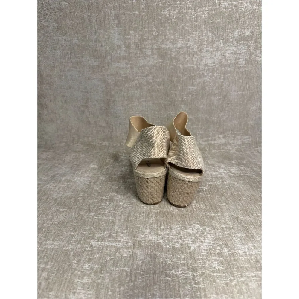 Anne Klein Women's Zoey iFlex Espadrille Slip On Wedge Sandals Natural Gold Sz 9